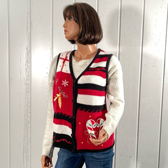* Holiday Editions Christmas Women’s Vest Sweater Sz S - Picture 9 of 15